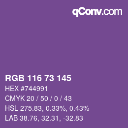 カラーコード: RGB 116 73 145 | qconv.com