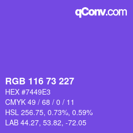 カラーコード: RGB 116 73 227 | qconv.com
