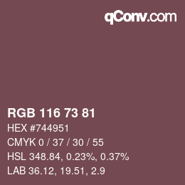 颜色代码: RGB 116 73 81 | qconv.com