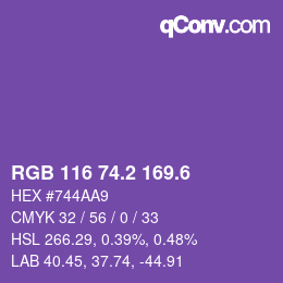 カラーコード: RGB 116 74.2 169.6 | qconv.com