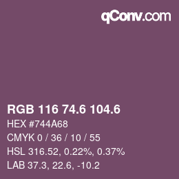 カラーコード: RGB 116 74.6 104.6 | qconv.com