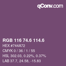 カラーコード: RGB 116 74.6 114.6 | qconv.com