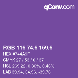 カラーコード: RGB 116 74.6 159.6 | qconv.com