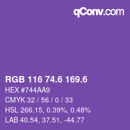カラーコード: RGB 116 74.6 169.6 | qconv.com