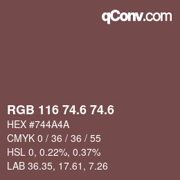 カラーコード: RGB 116 74.6 74.6 | qconv.com