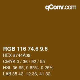 カラーコード: RGB 116 74.6 9.6 | qconv.com