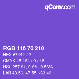 Código de color: RGB 116 76 210 | qconv.com