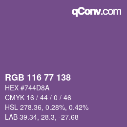 Farbcode: RGB 116 77 138 | qconv.com