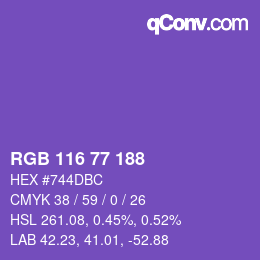 Color code: RGB 116 77 188 | qconv.com
