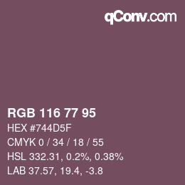 Color code: RGB 116 77 95 | qconv.com