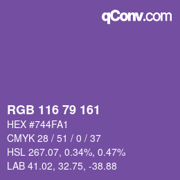 Farbcode: RGB 116 79 161 | qconv.com
