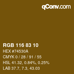Color code: RGB 116 83 10 | qconv.com