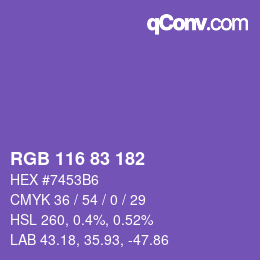 颜色代码: RGB 116 83 182 | qconv.com