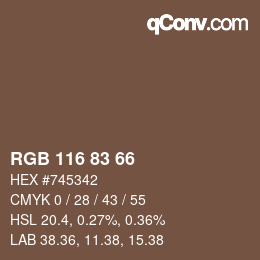 Código de color: RGB 116 83 66 | qconv.com
