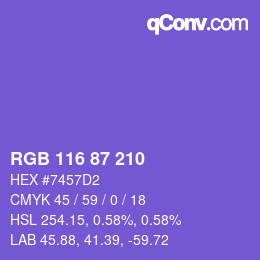 Farbcode: RGB 116 87 210 | qconv.com