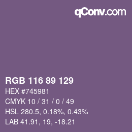 カラーコード: RGB 116 89 129 | qconv.com