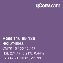 Farbcode: RGB 116 89 136 | qconv.com