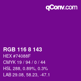 Color code: RGB 116 8 143 | qconv.com