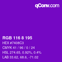 Código de color: RGB 116 8 195 | qconv.com