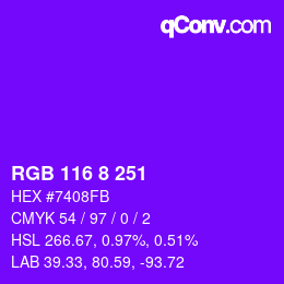 カラーコード: RGB 116 8 251 | qconv.com