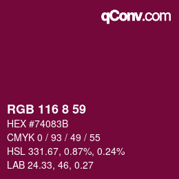 颜色代码: RGB 116 8 59 | qconv.com