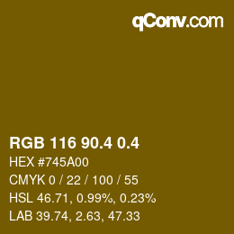 カラーコード: RGB 116 90.4 0.4 | qconv.com