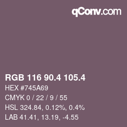 カラーコード: RGB 116 90.4 105.4 | qconv.com