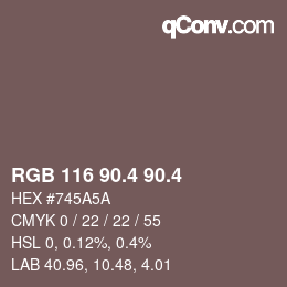カラーコード: RGB 116 90.4 90.4 | qconv.com