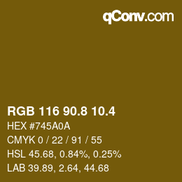 カラーコード: RGB 116 90.8 10.4 | qconv.com