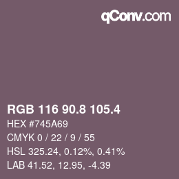 カラーコード: RGB 116 90.8 105.4 | qconv.com