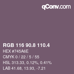 カラーコード: RGB 116 90.8 110.4 | qconv.com
