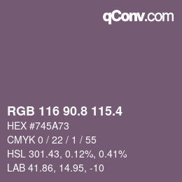 カラーコード: RGB 116 90.8 115.4 | qconv.com