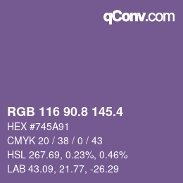 カラーコード: RGB 116 90.8 145.4 | qconv.com