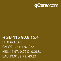 カラーコード: RGB 116 90.8 15.4 | qconv.com