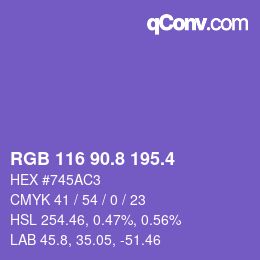 カラーコード: RGB 116 90.8 195.4 | qconv.com