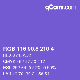カラーコード: RGB 116 90.8 210.4 | qconv.com