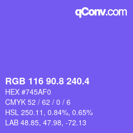 カラーコード: RGB 116 90.8 240.4 | qconv.com