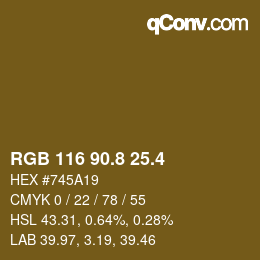 カラーコード: RGB 116 90.8 25.4 | qconv.com