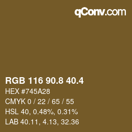 カラーコード: RGB 116 90.8 40.4 | qconv.com
