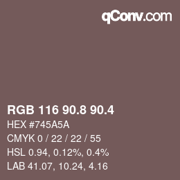 カラーコード: RGB 116 90.8 90.4 | qconv.com