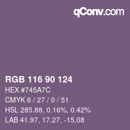 カラーコード: RGB 116 90 124 | qconv.com