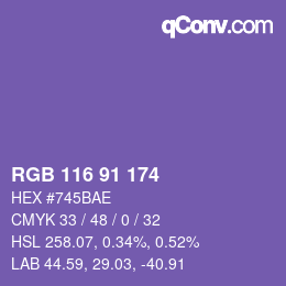 Color code: RGB 116 91 174 | qconv.com
