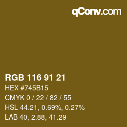 Color code: RGB 116 91 21 | qconv.com