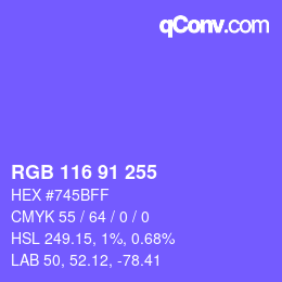 Color code: RGB 116 91 255 | qconv.com