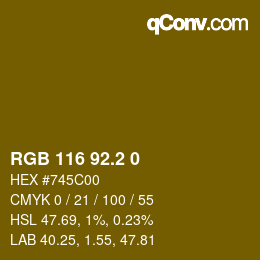カラーコード: RGB 116 92.2 0 | qconv.com