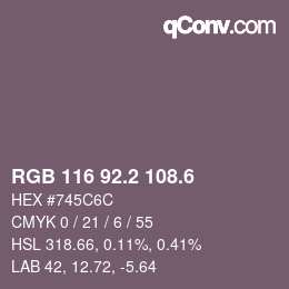 カラーコード: RGB 116 92.2 108.6 | qconv.com