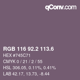 カラーコード: RGB 116 92.2 113.6 | qconv.com