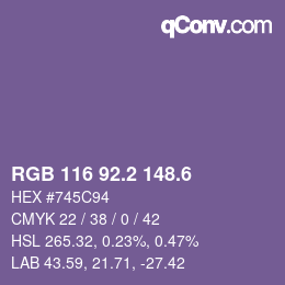 カラーコード: RGB 116 92.2 148.6 | qconv.com