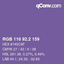 カラーコード: RGB 116 92.2 159 | qconv.com