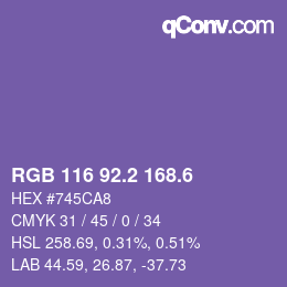 カラーコード: RGB 116 92.2 168.6 | qconv.com